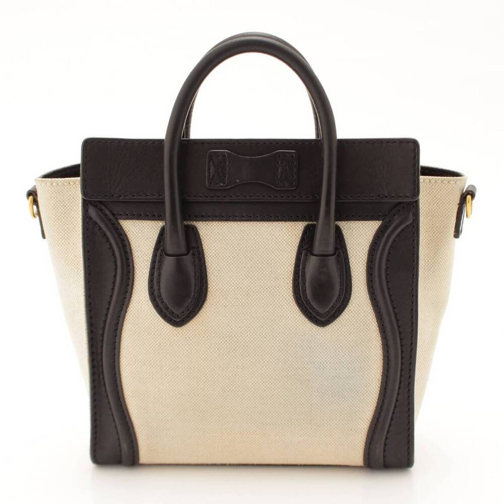 Celine Luggage 2way Shopper Canvas Shoulder Bag Black - Picture 4 of 8